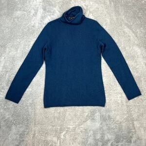 Mcduff Essentials Womens XS 100% Cashmere Sweater Blue Mockneck Long Sleeve